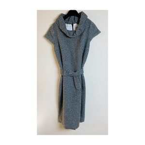 MARIE MARIE CAP SLEEVE COWL NECK WOOL DRESS
